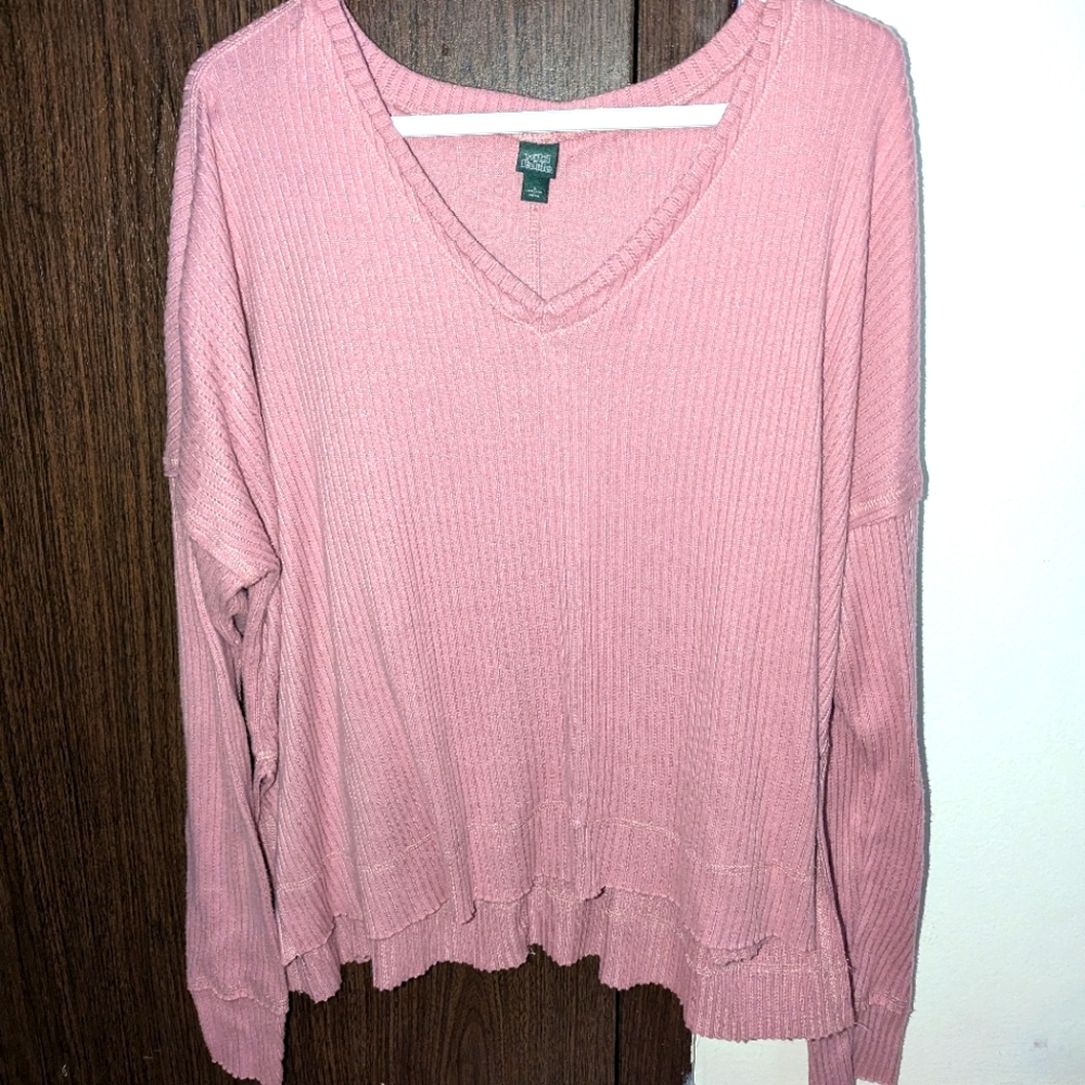 Wild Fable Pink V-Neck Ribbed Sweater